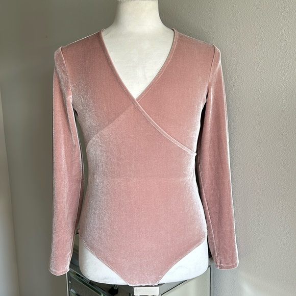 Madewell | Womens Long Sleeve Velvet Wrap Bodysuit with Snap Closure - Size L - Picture 3 of 8